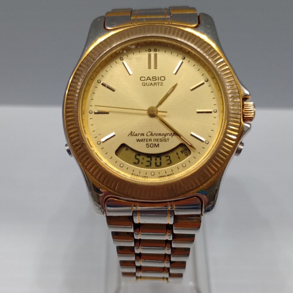 VTG Casio‎ AQ-312W Two-Tone Analog + Digital 50M Watch New Battery